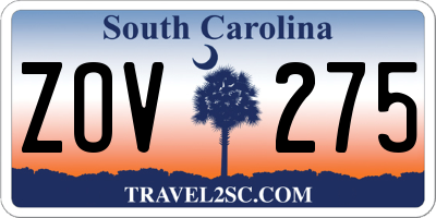 SC license plate ZOV275