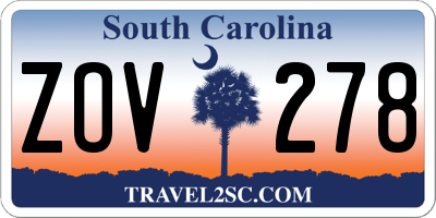 SC license plate ZOV278
