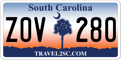 SC license plate ZOV280