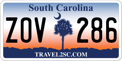 SC license plate ZOV286