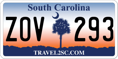 SC license plate ZOV293