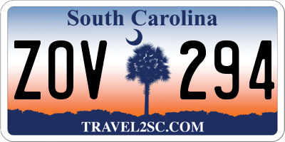 SC license plate ZOV294