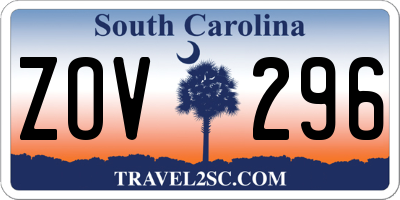 SC license plate ZOV296