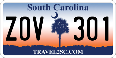 SC license plate ZOV301