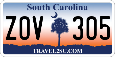 SC license plate ZOV305