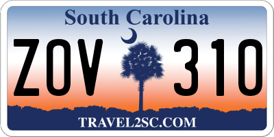 SC license plate ZOV310
