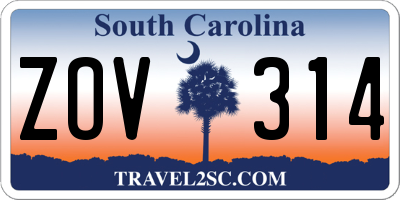 SC license plate ZOV314
