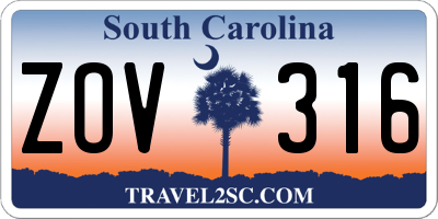 SC license plate ZOV316