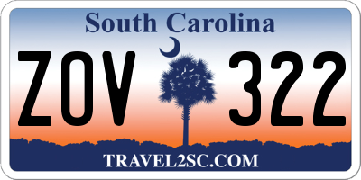 SC license plate ZOV322
