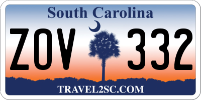 SC license plate ZOV332