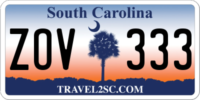 SC license plate ZOV333