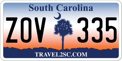 SC license plate ZOV335