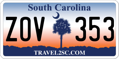 SC license plate ZOV353