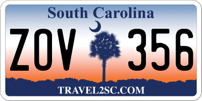 SC license plate ZOV356