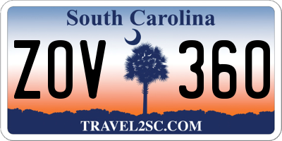 SC license plate ZOV360