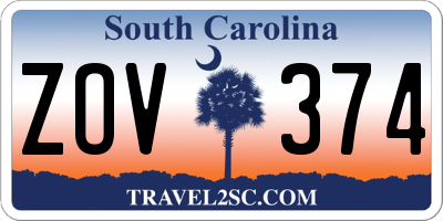 SC license plate ZOV374