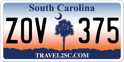 SC license plate ZOV375