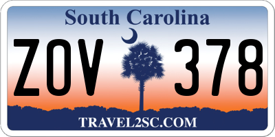 SC license plate ZOV378