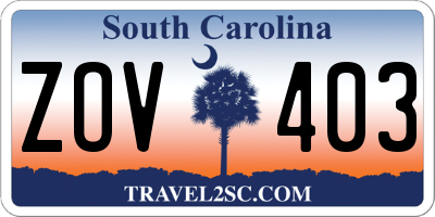 SC license plate ZOV403