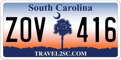 SC license plate ZOV416
