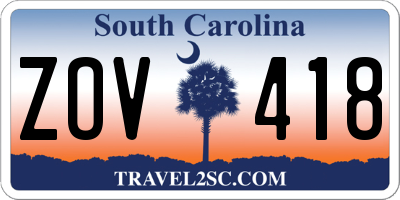 SC license plate ZOV418