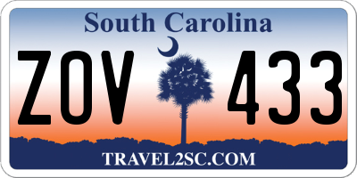 SC license plate ZOV433