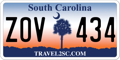 SC license plate ZOV434
