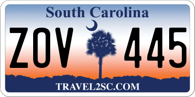 SC license plate ZOV445