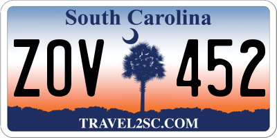 SC license plate ZOV452