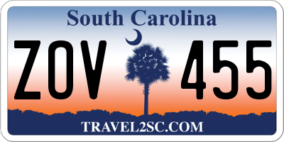 SC license plate ZOV455