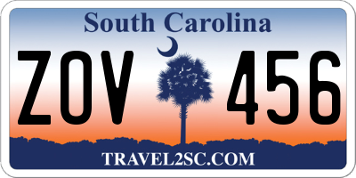SC license plate ZOV456