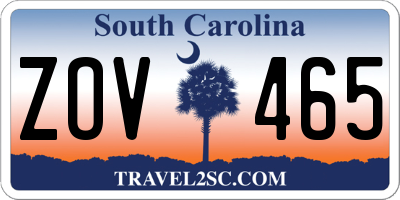SC license plate ZOV465