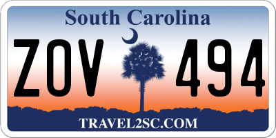SC license plate ZOV494