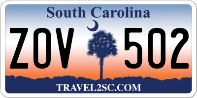 SC license plate ZOV502
