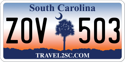 SC license plate ZOV503