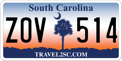 SC license plate ZOV514