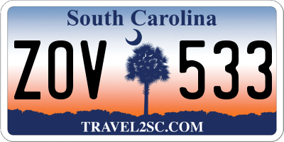 SC license plate ZOV533