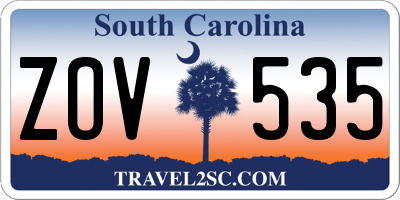 SC license plate ZOV535