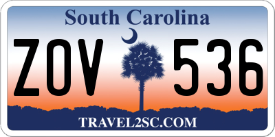 SC license plate ZOV536