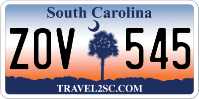 SC license plate ZOV545