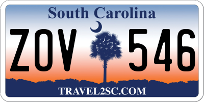 SC license plate ZOV546