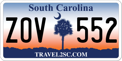 SC license plate ZOV552