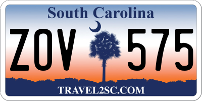SC license plate ZOV575