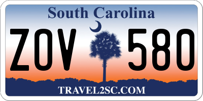 SC license plate ZOV580
