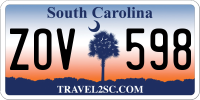 SC license plate ZOV598
