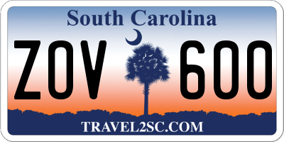 SC license plate ZOV600