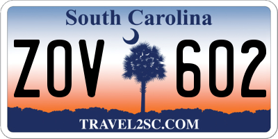 SC license plate ZOV602