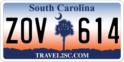 SC license plate ZOV614