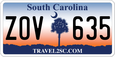 SC license plate ZOV635