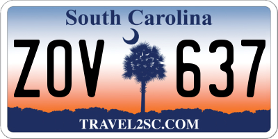 SC license plate ZOV637